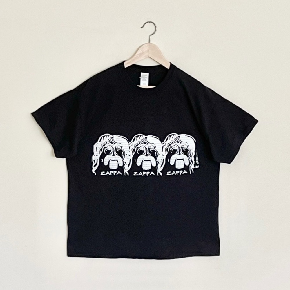 Frank Zappa Block Print Heads Graphic Black Band T Shirt Adult size XL